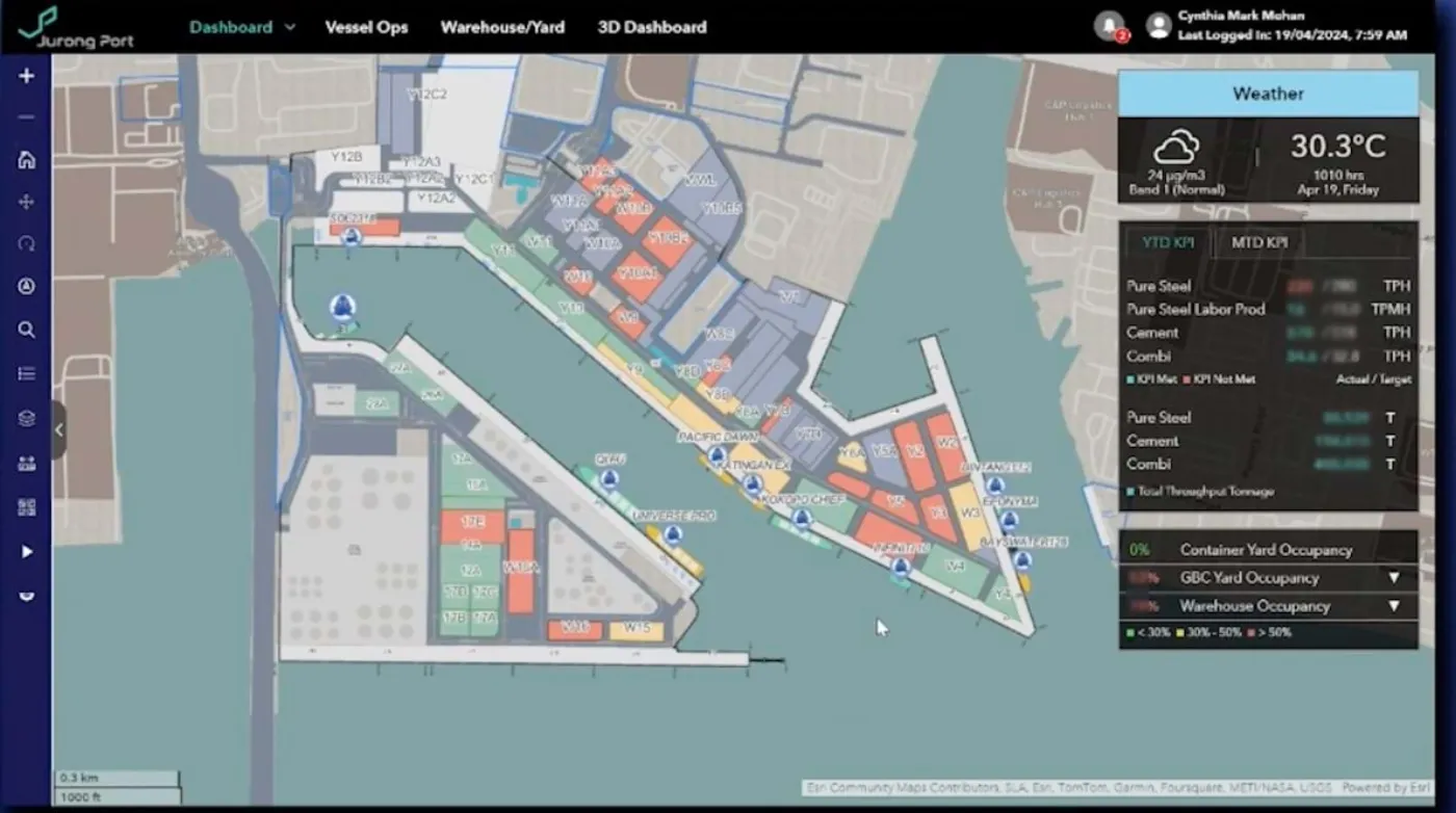 Jurong Port JP Glass デジタルツイン GISダッシュボード